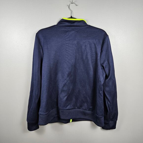 Lauren Ralph Lauren Active Track Jacket XL Navy Neon Green Full Zip Cotton - Picture 2 of 8